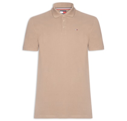 Polo Masculina Regular Fit em Pique -  Bege