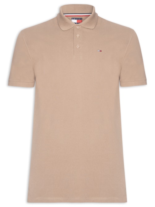 Polo Masculina Regular Fit em Pique - Bege