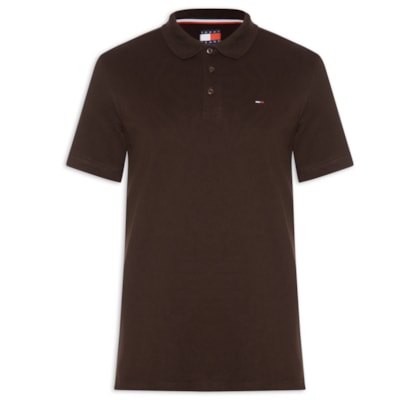 Polo Masculina Regular Fit em Pique - Marrom