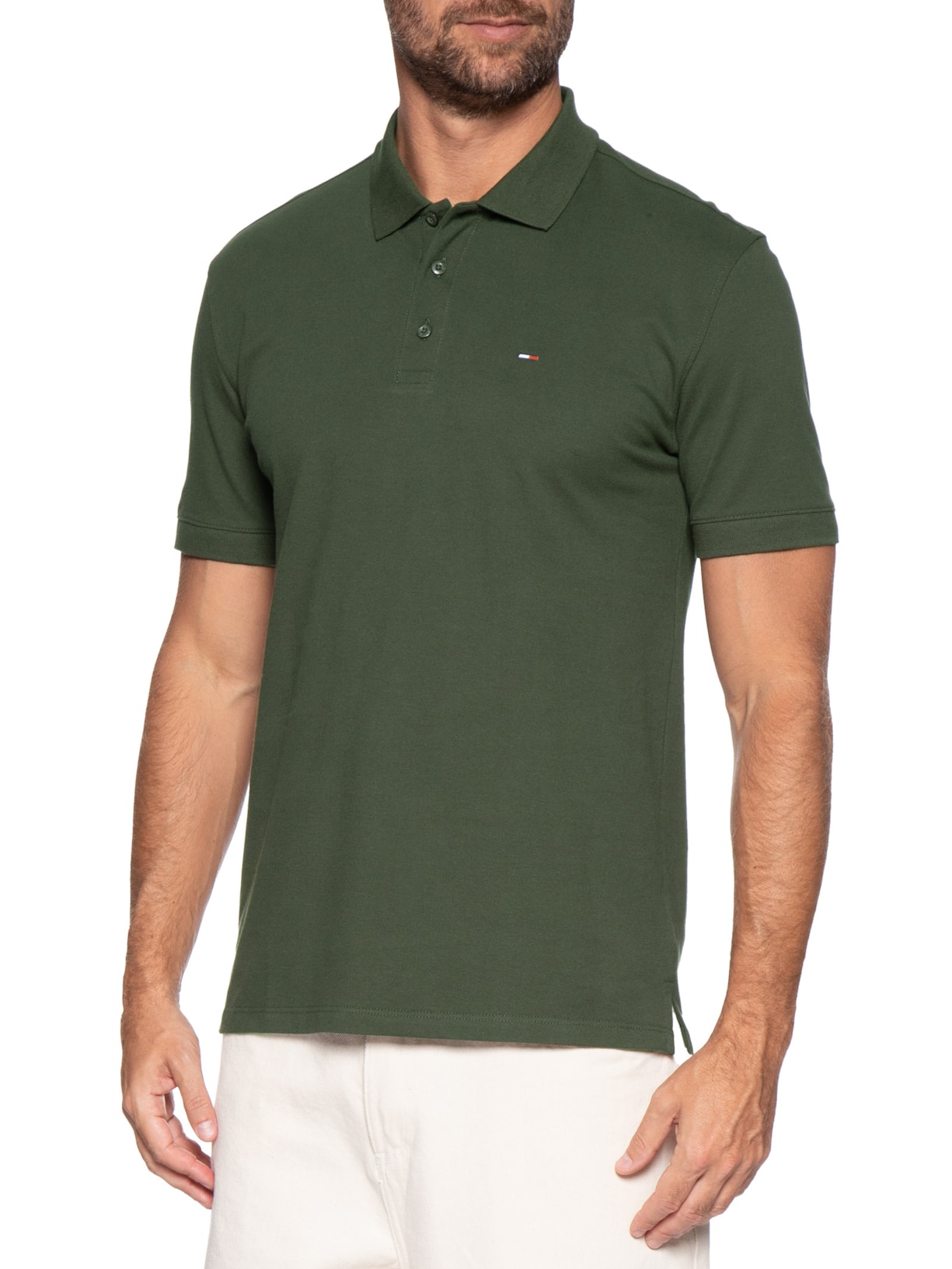 Polo Masculina Regular Fit em Pique Verde Tommy Jeans