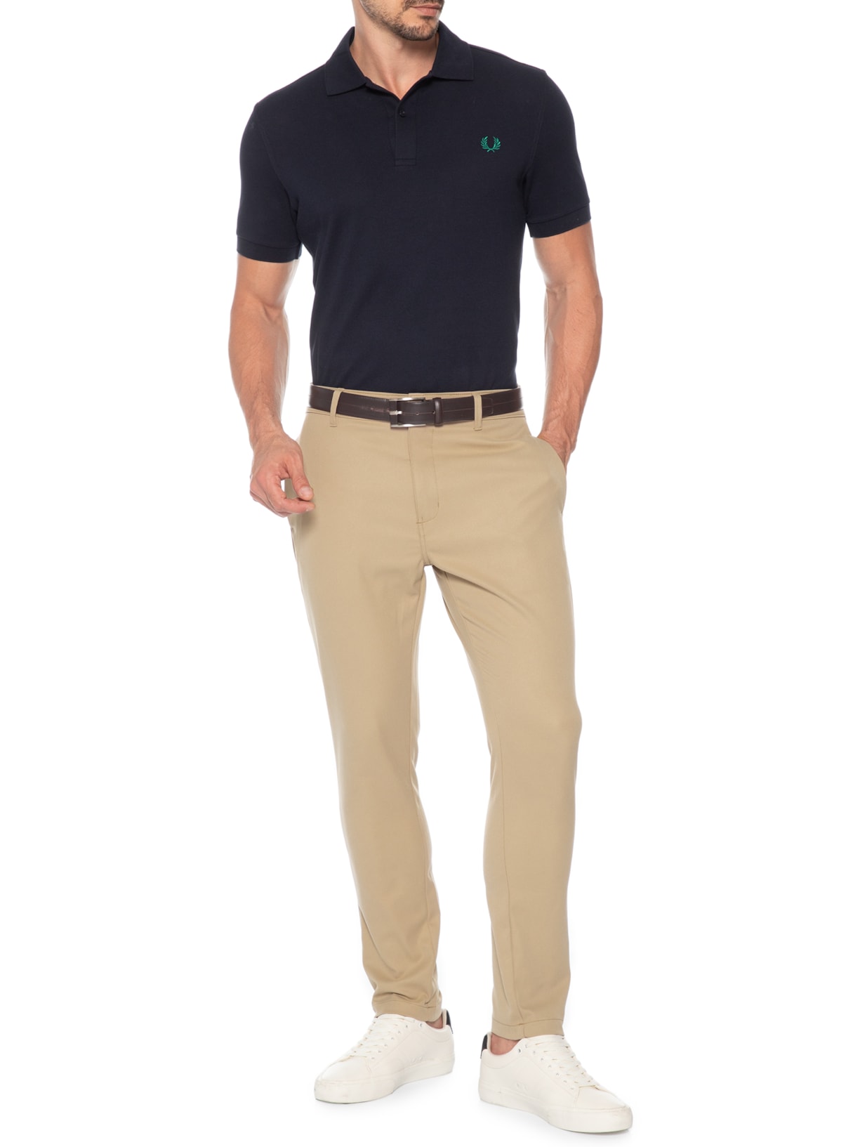 Polo Masculina Regular Fit Em Piquet De Algodão Azul Fred Perry