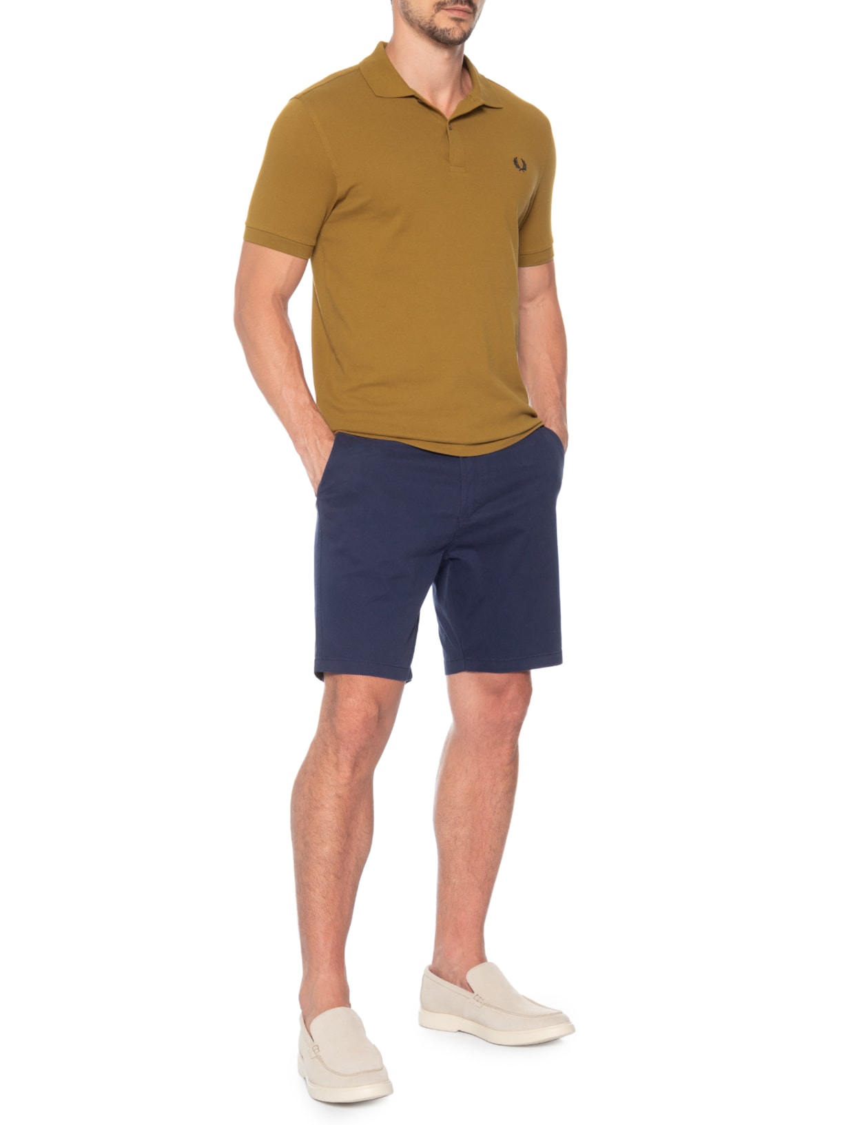 Polo Masculina Regular Fit Em Piquet De Algodão Marrom Fred Perry