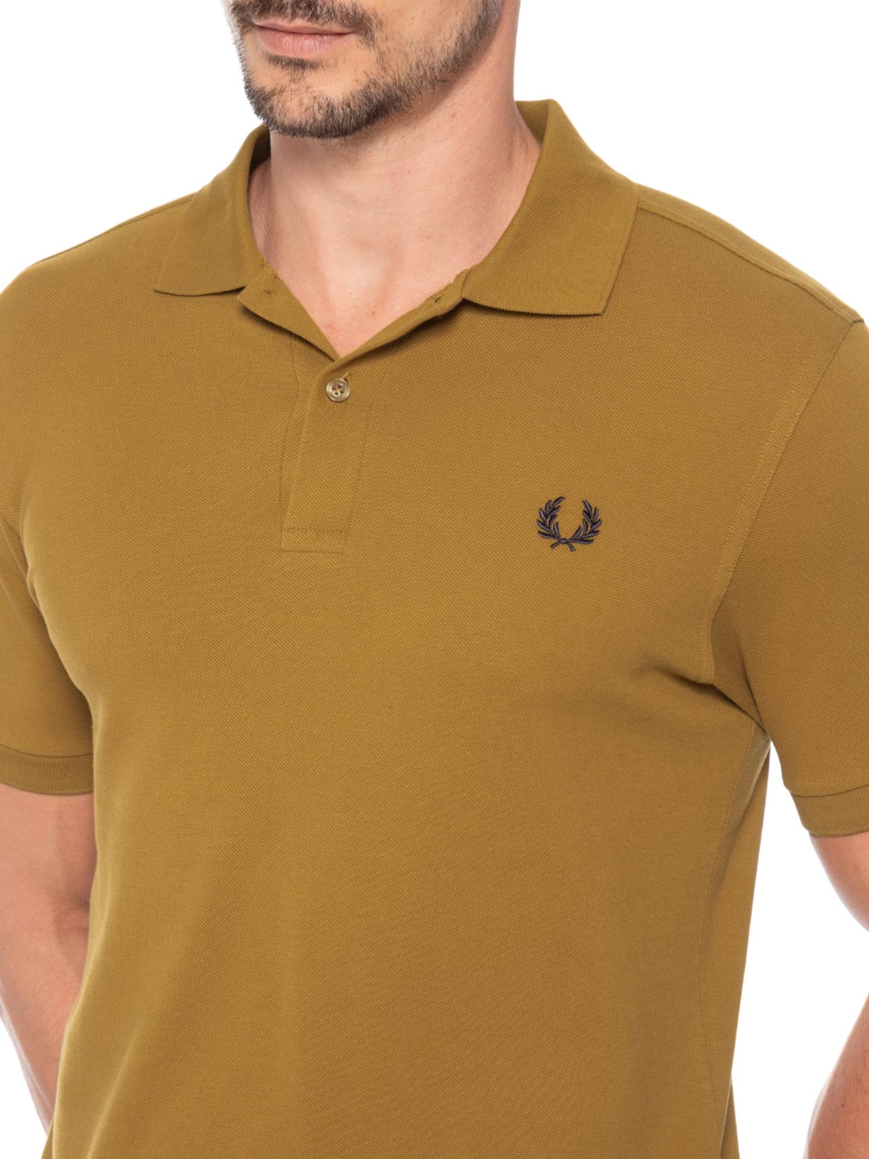 Polo Masculina Regular Fit Em Piquet De Algodão Marrom Fred Perry