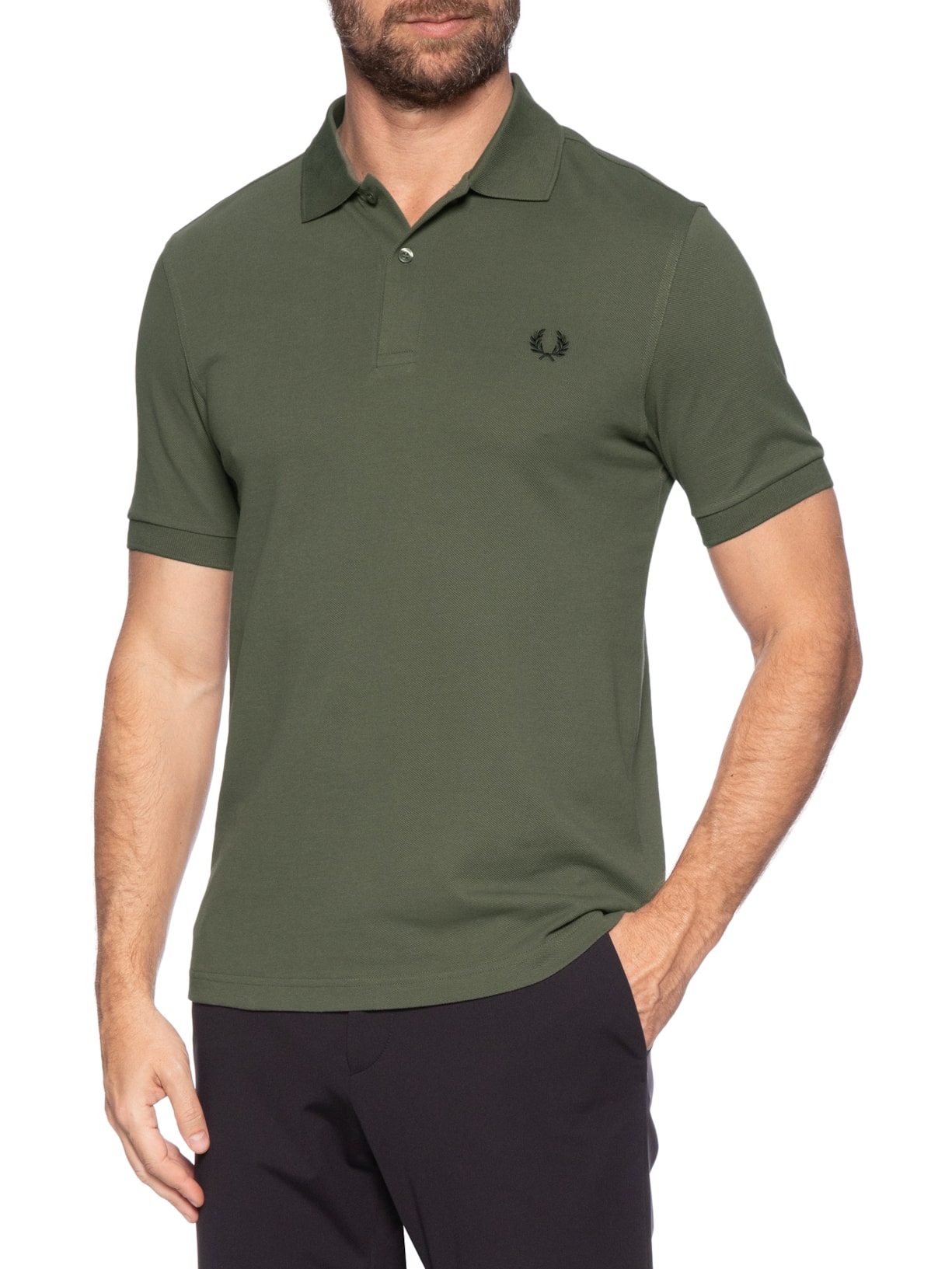 Polo Masculina Regular Fit Em Piquet de Algodão Verde Fred Perry