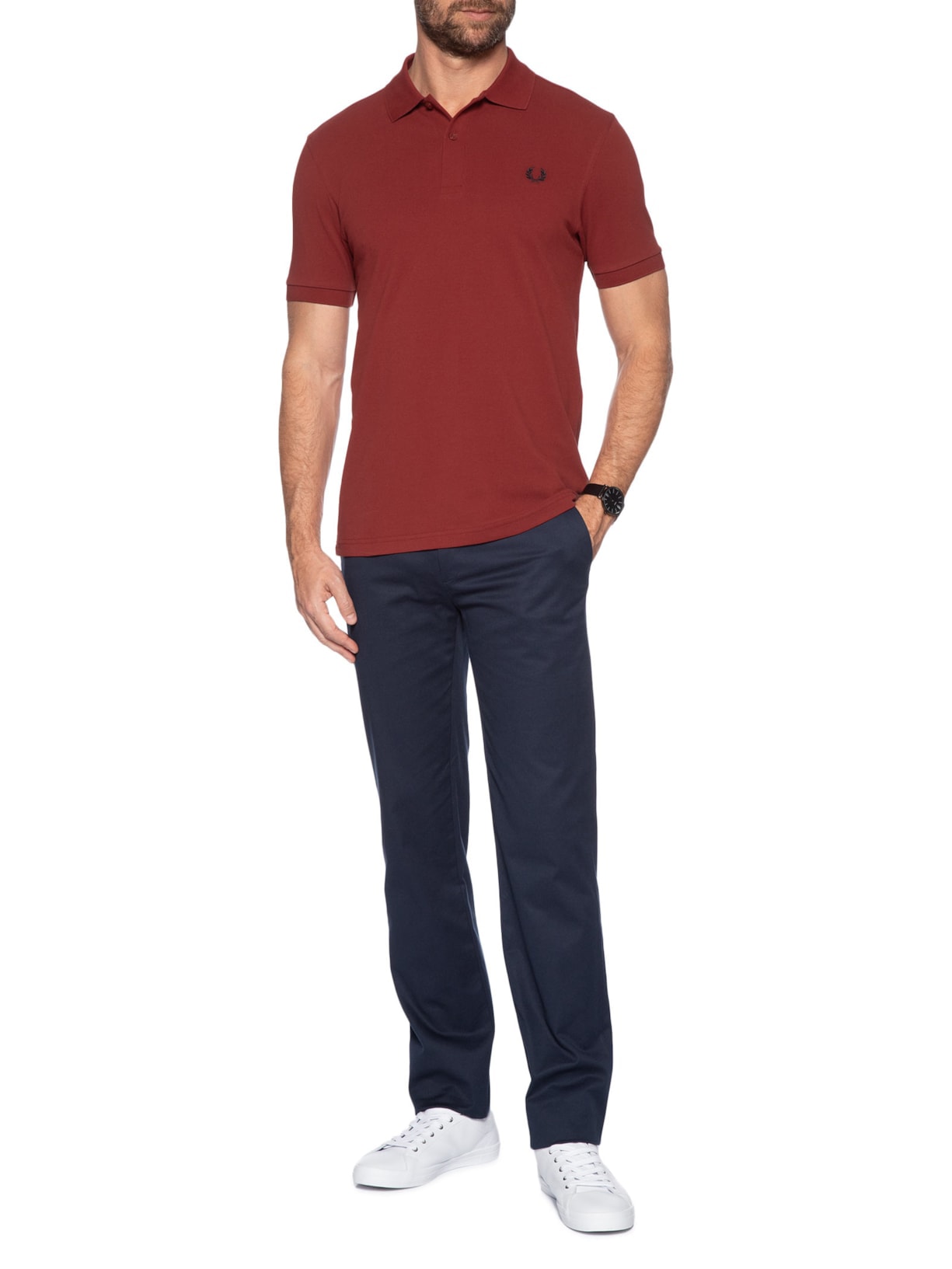 Polo Masculina Regular Fit Em Piquet de Algodão Vermelho Fred Perry