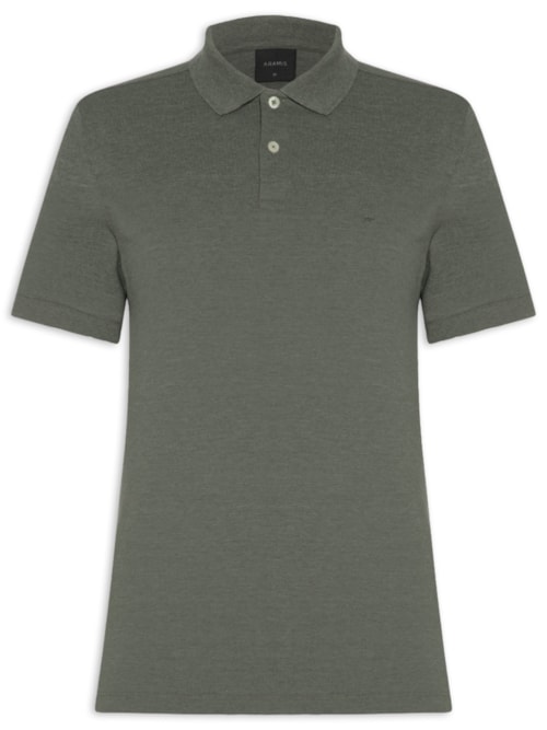 Polo Masculina Regular Fit Em Piquet Mescla - Verde
