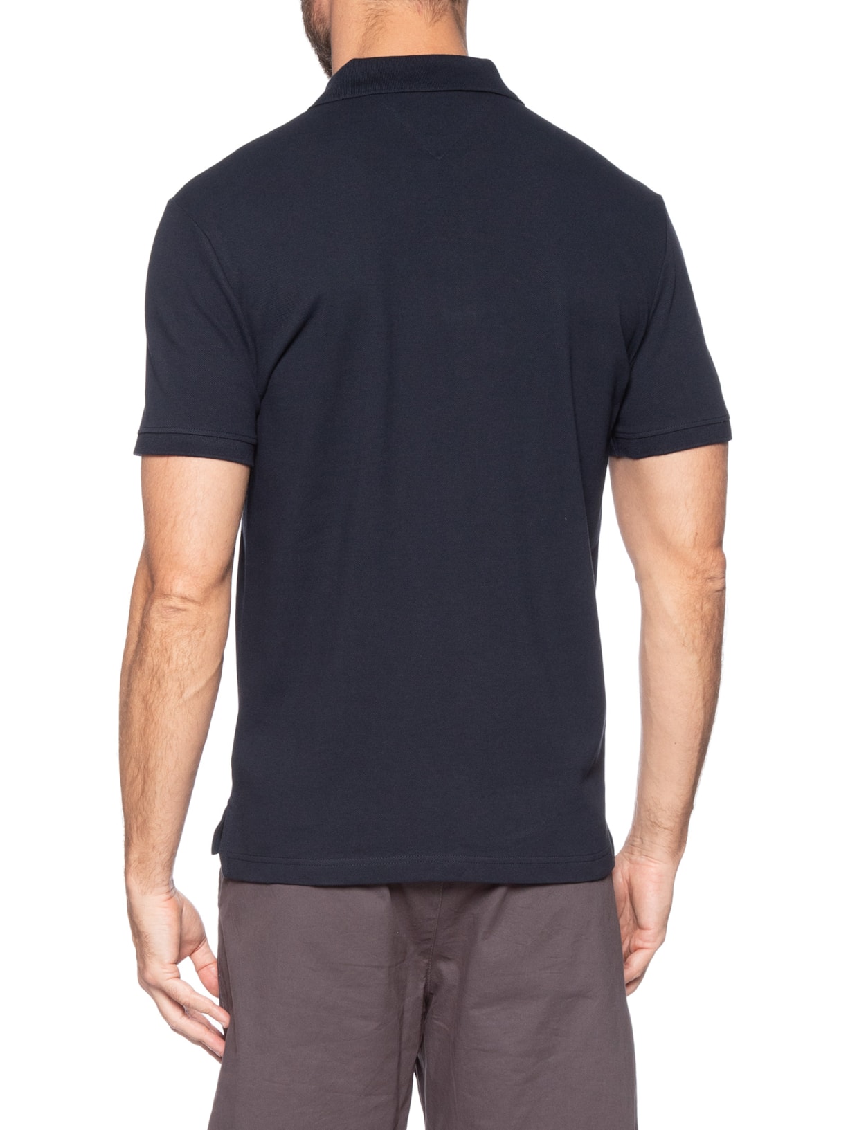 Polo Masculina Regular Fit Em Piquet Placket Interest Azul Tommy Hilfiger