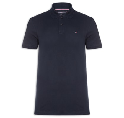 Polo Masculina Regular Fit Em Piquet Placket Interest - Azul