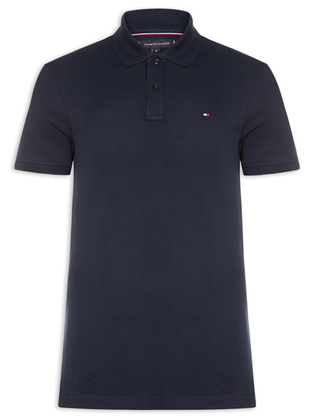 Polo Masculina Regular Fit Em Piquet Placket Interest Azul Tommy Hilfiger