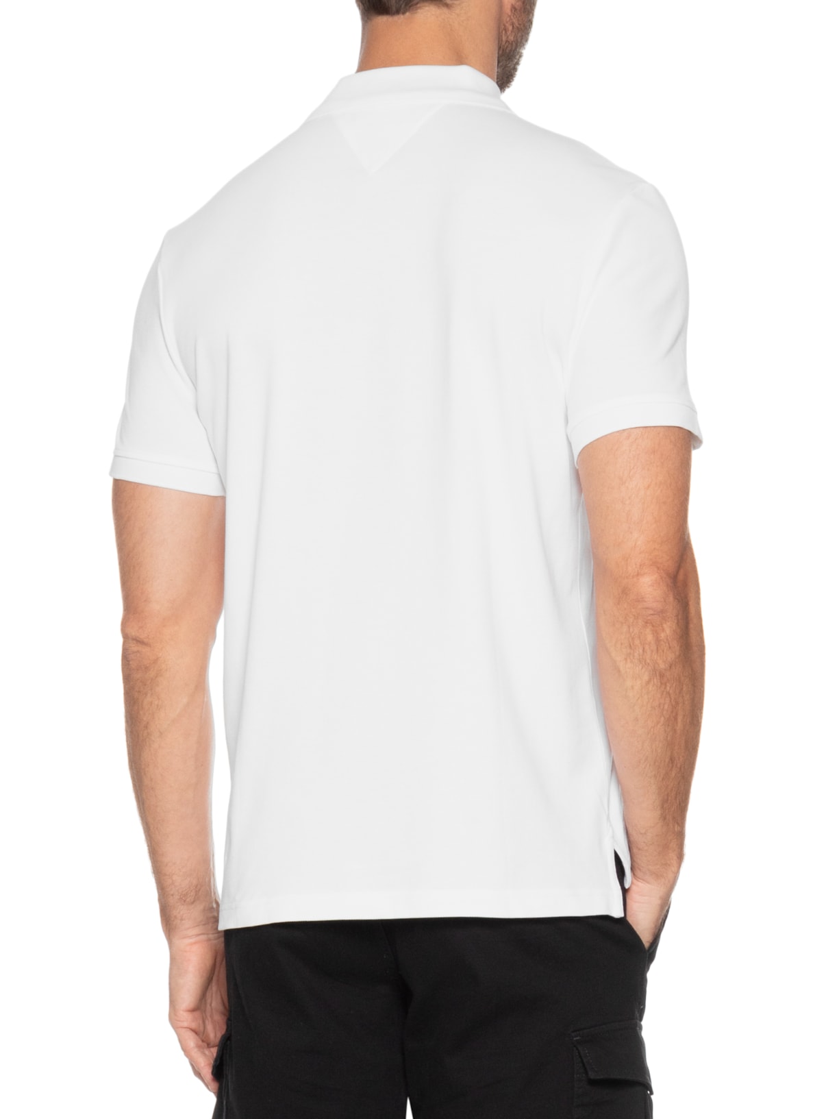 Polo Masculina Regular Fit Em Piquet Placket Interest Branco Tommy Hilfiger