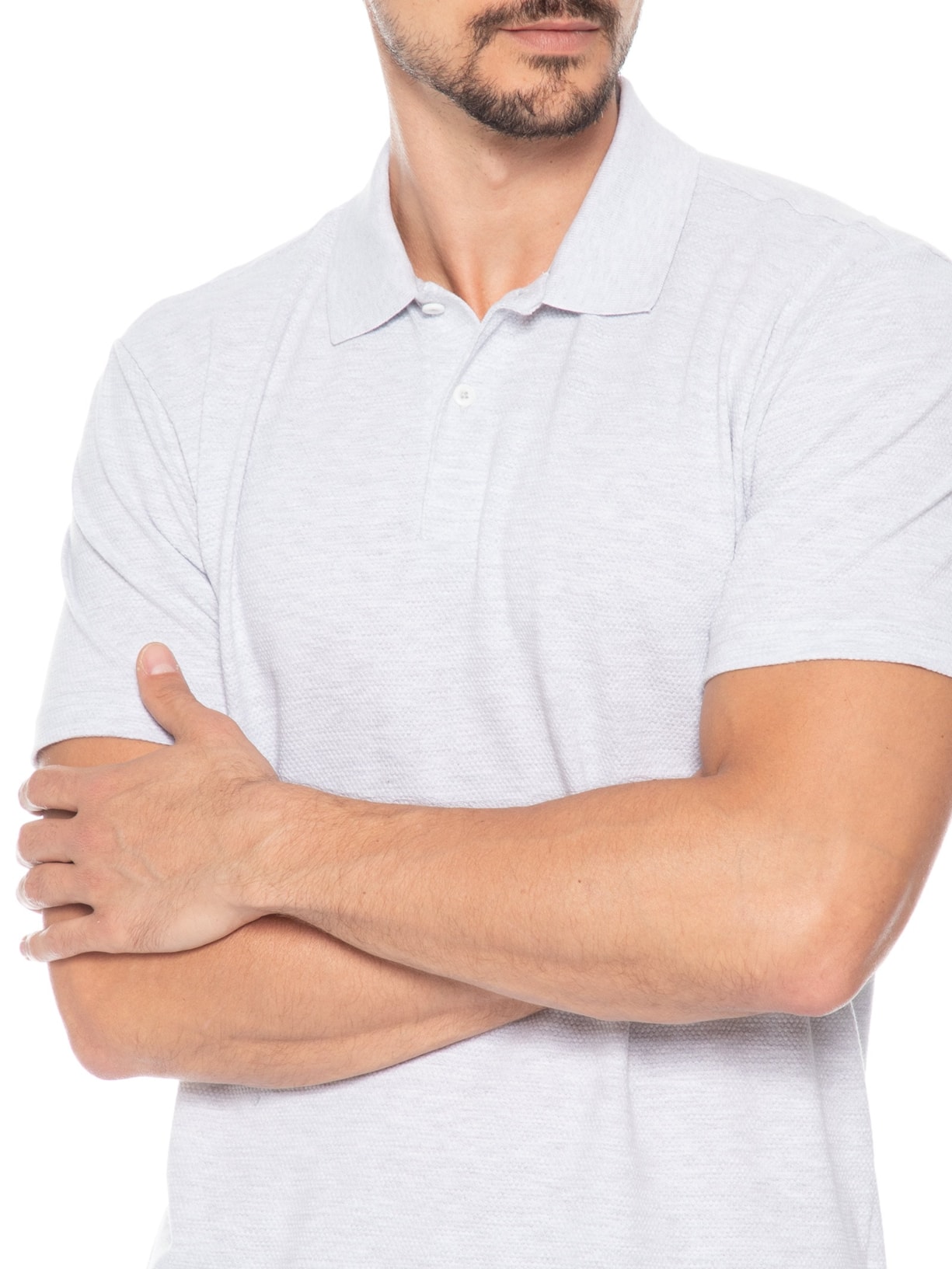 Polo Masculina Regular Fit em Waffle Cinza Tommy Jeans