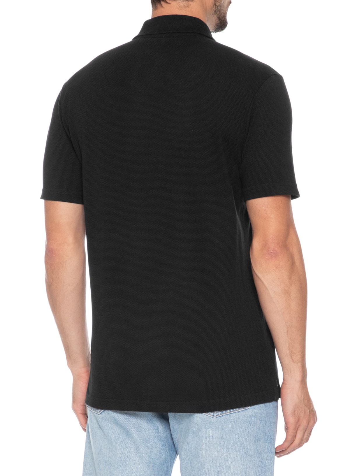Polo Masculina Regular Fit em Waffle Preto Tommy Jeans