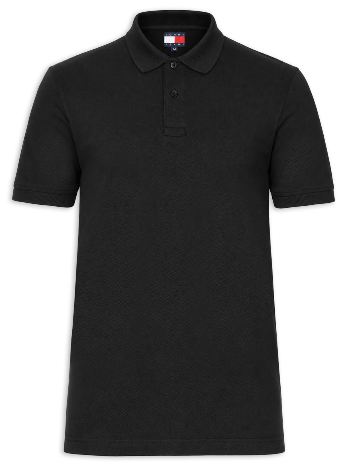 Polo Masculina Regular Fit em Waffle – Preto Tommy Jeans