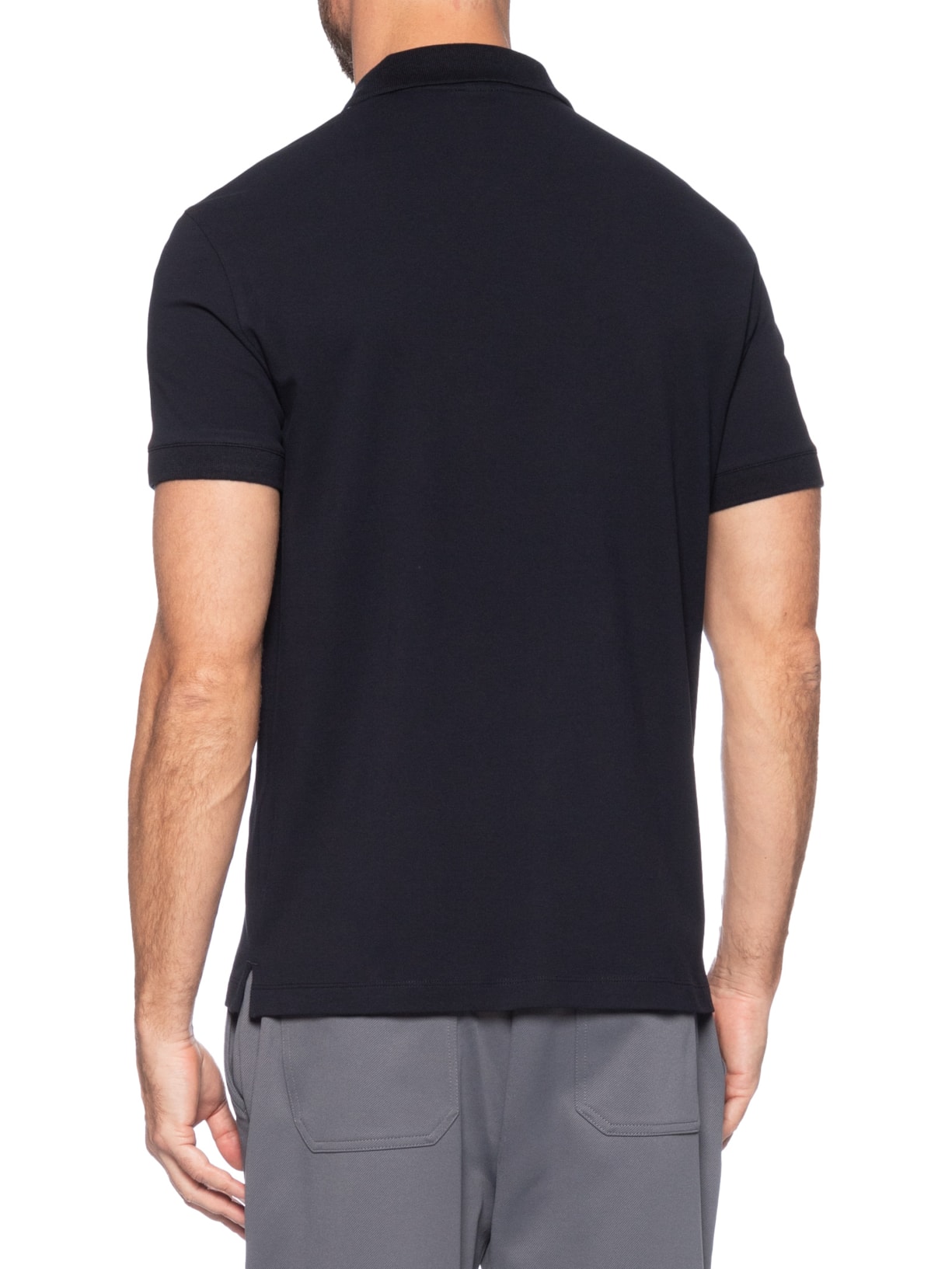 Polo Masculina Regular Fit Faixa Contraste Signature Logo Azul Armani Exchange