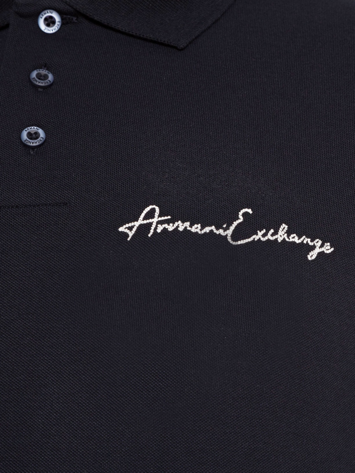 Polo Masculina Regular Fit Faixa Contraste Signature Logo Azul Armani Exchange