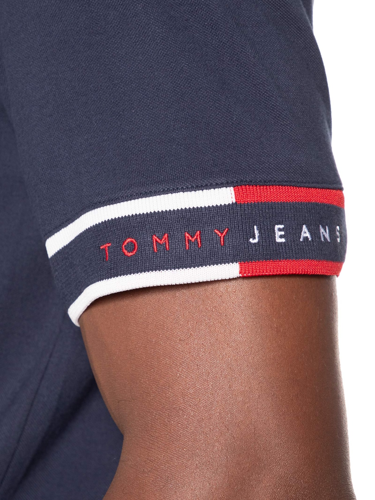 Polo Masculina Regular Fit Flag Cuff Azul Tommy Jeans