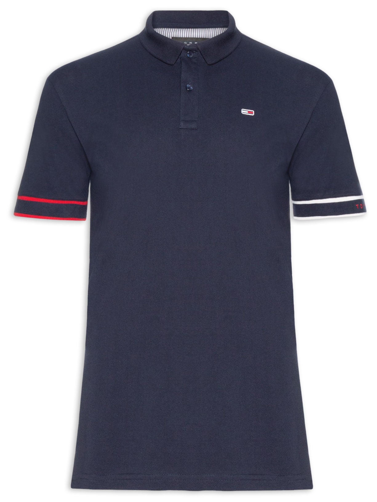 Polo Masculina Regular Fit Flag Cuff - Azul