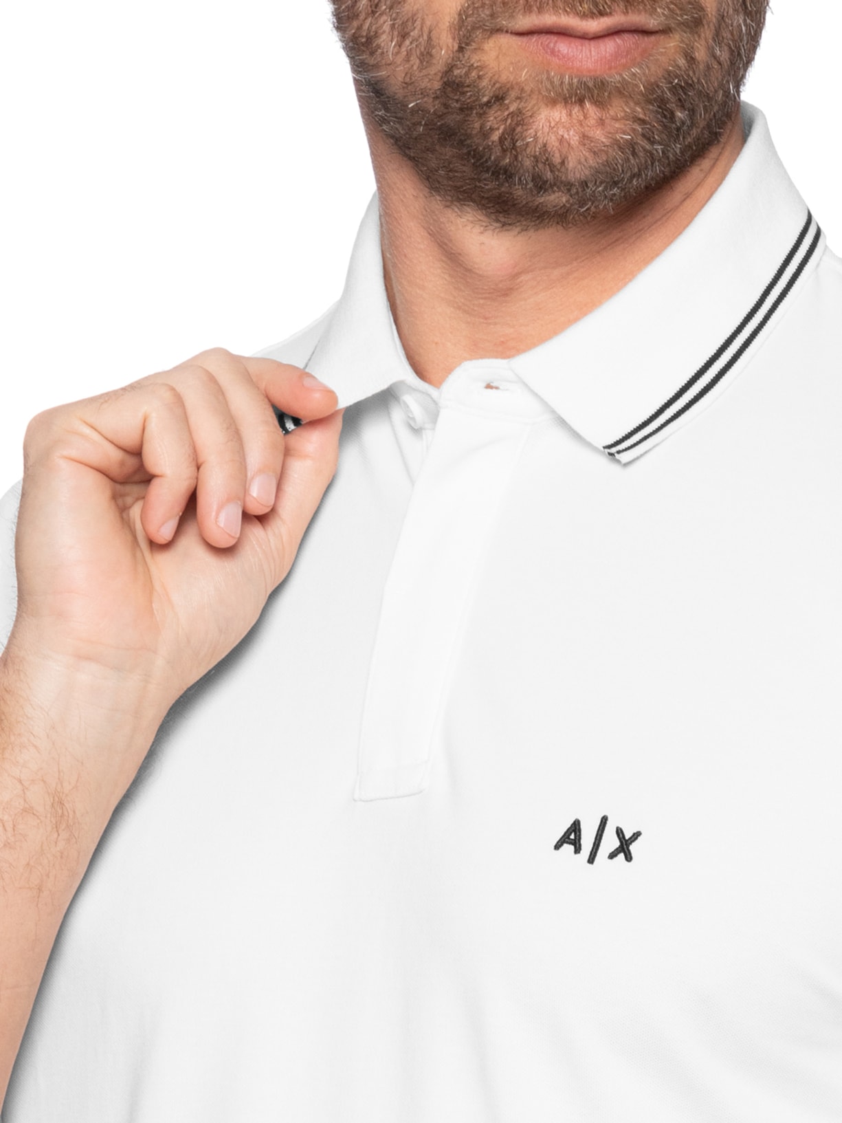 Polo Masculina Regular Fit Friso Contrastante Branco Armani Exchange