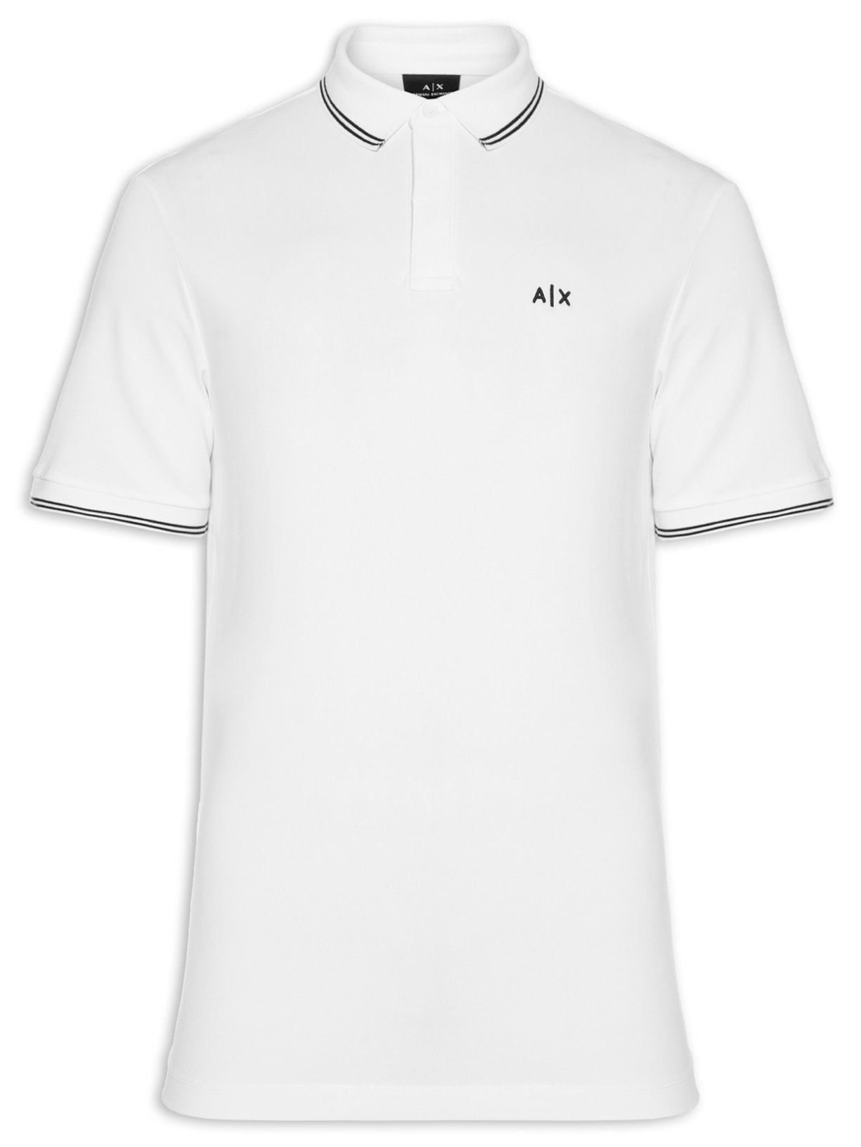 Polo Masculina Regular Fit Friso Contrastante Branco Armani Exchange