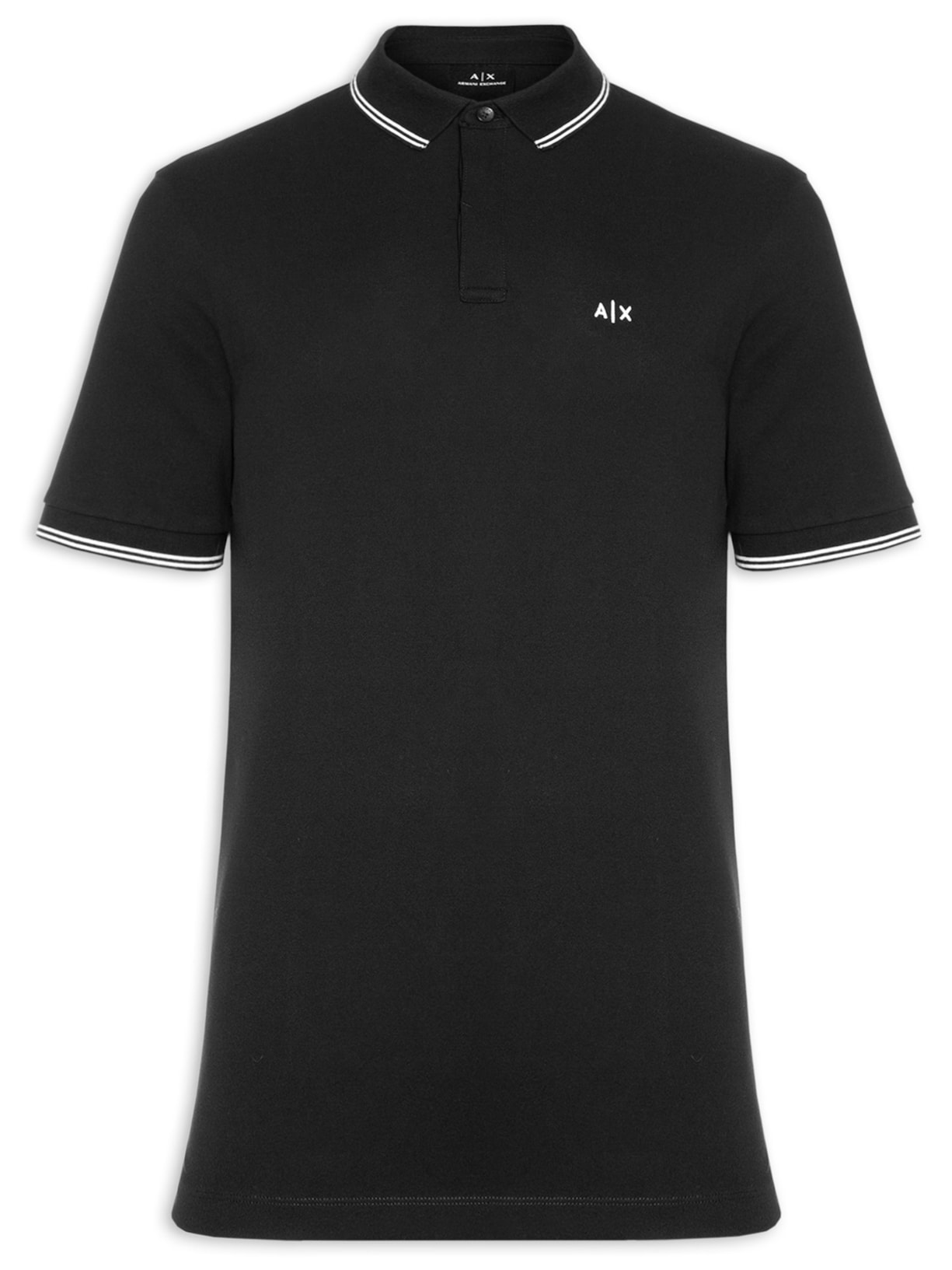 Polo Masculina Regular Fit Friso Contrastante - Preto