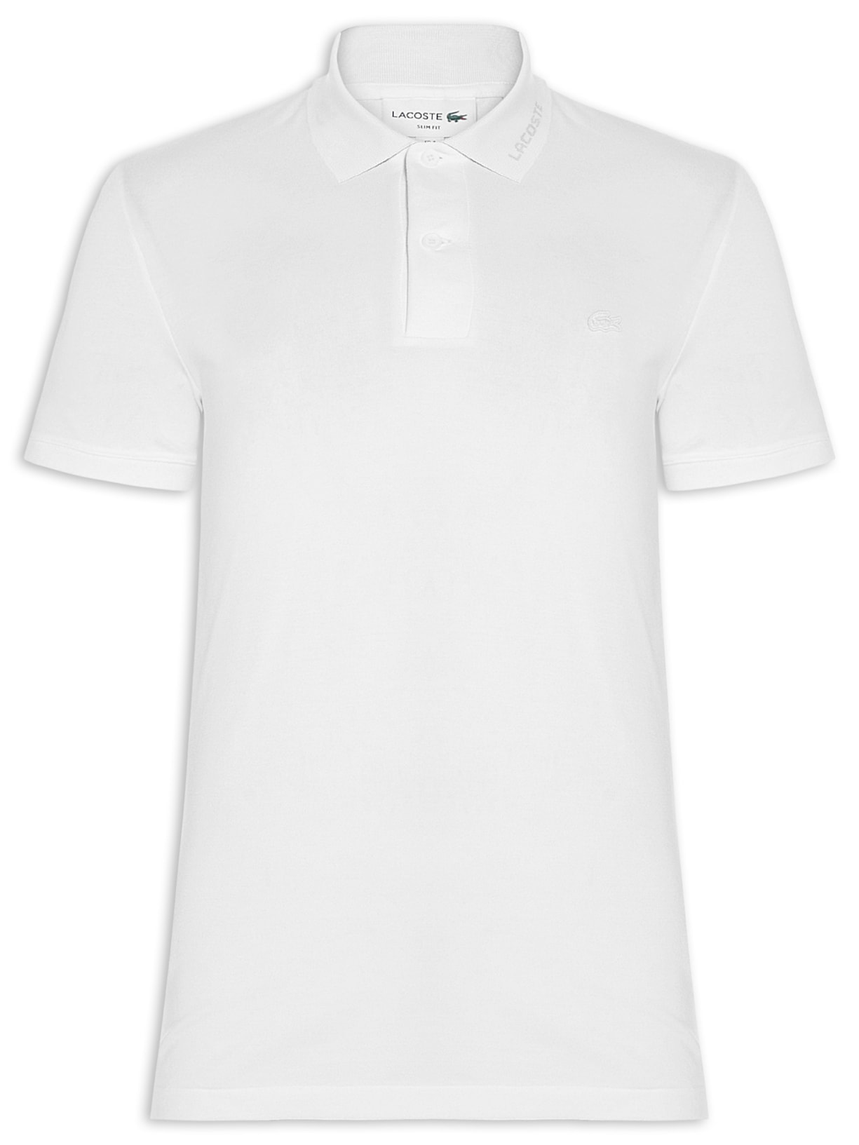 Polo Masculina Regular Fit Gola Jacquard Ultra Light Piquet Branco Lacoste