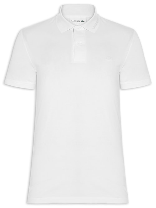 Polo Masculina Regular Fit Gola Jacquard Ultra Light Piquet - Branco