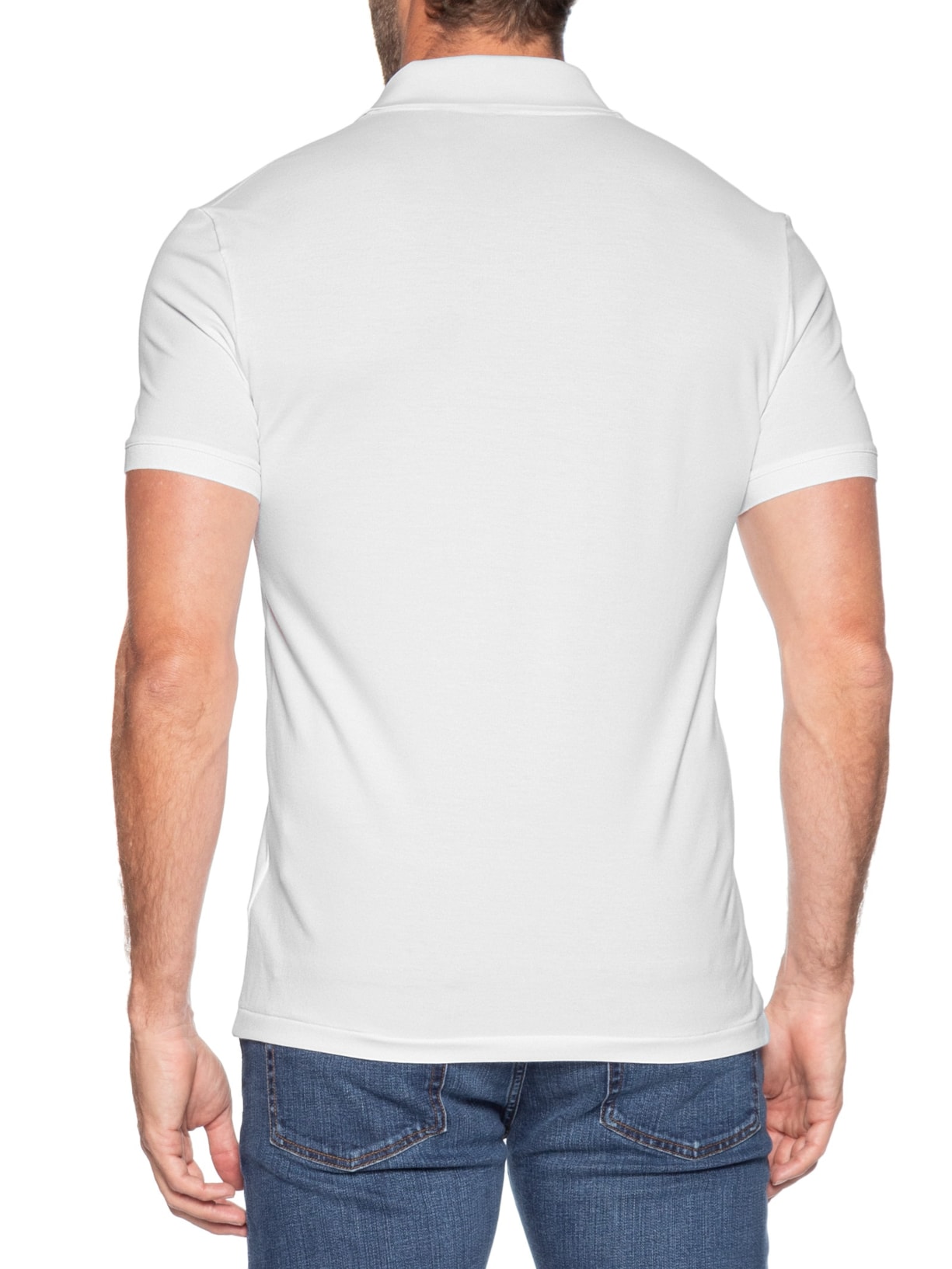 Polo Masculina Regular Fit Gola Jacquard Ultra Light Piquet Branco Lacoste