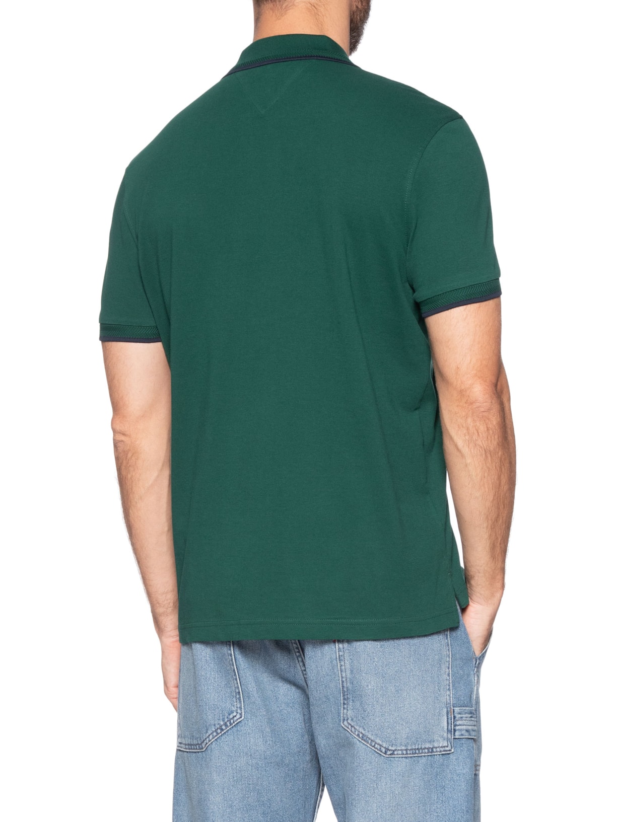 Polo Masculina Regular Fit Holiday Crest Em Algodão Verde Tommy Hilfiger
