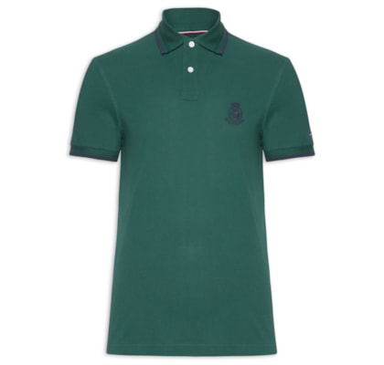 Polo Masculina Regular Fit Holiday Crest Em Algodão - Verde
