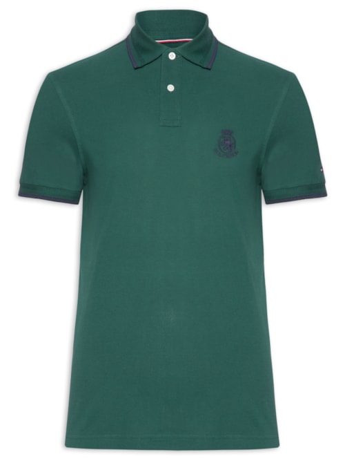 Polo Masculina Regular Fit Holiday Crest Em Algodão - Verde