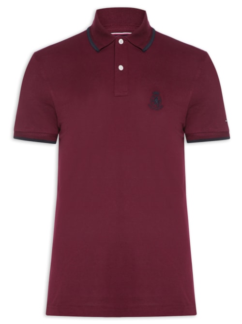 Polo Masculina Regular Fit Holiday Crest - Vermelho
