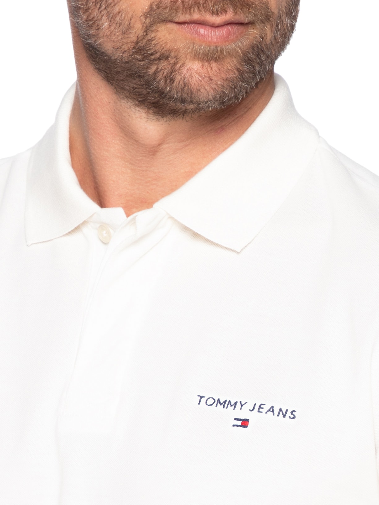Polo Masculina Regular Fit Linear Branco Tommy Jeans