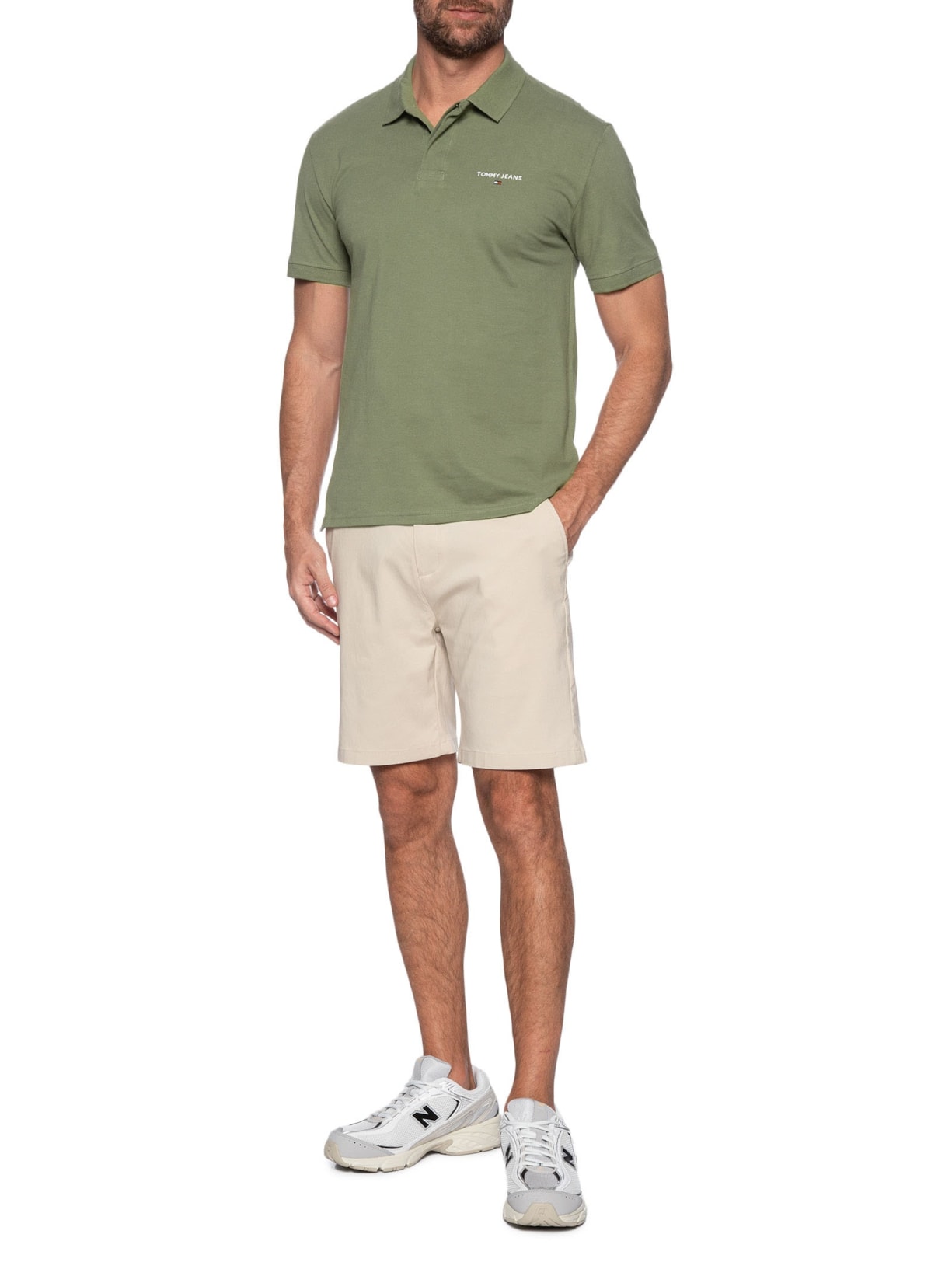 Polo Masculina Regular Fit Linear Verde Tommy Jeans