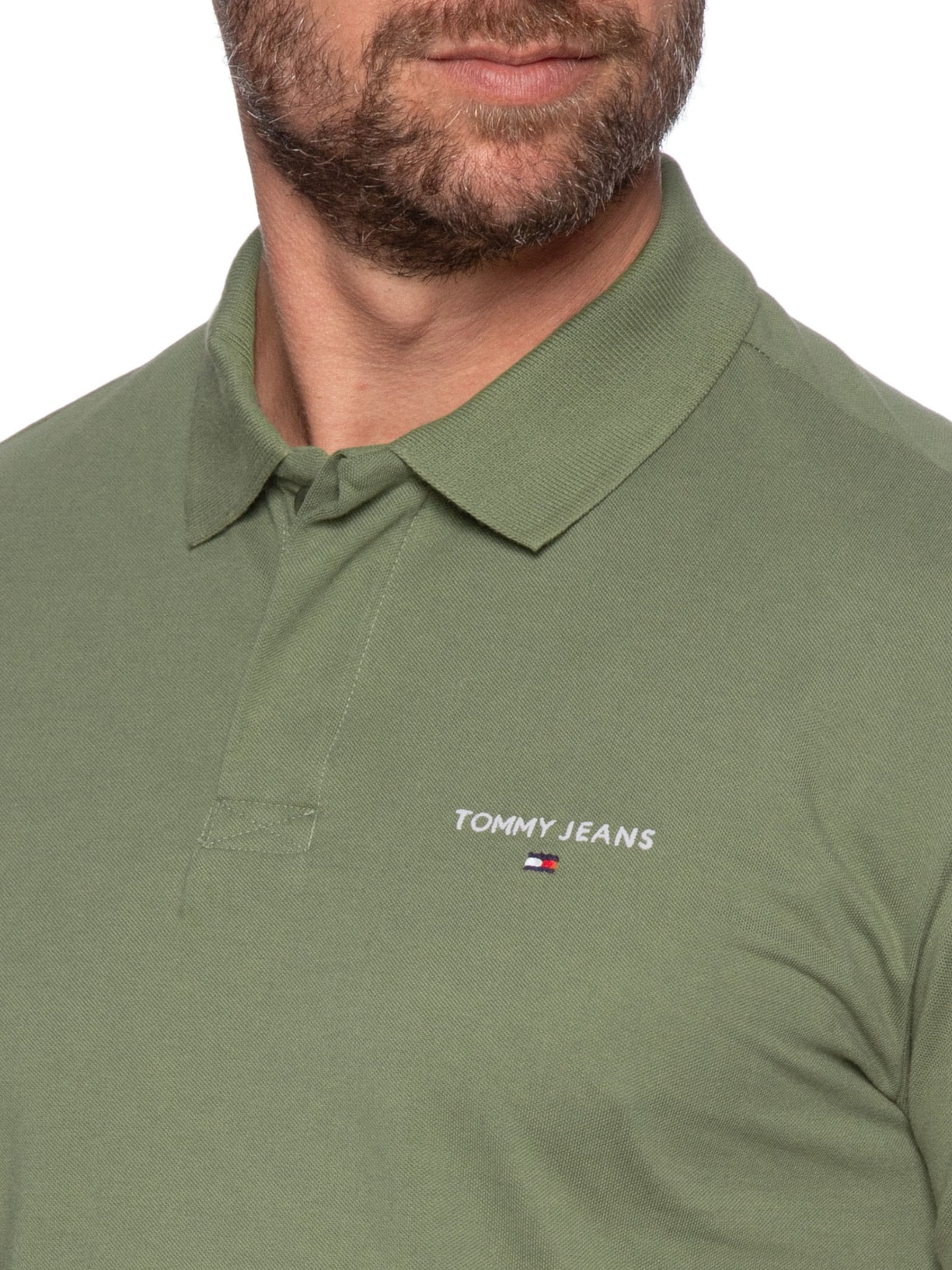 Polo Masculina Regular Fit Linear Verde Tommy Jeans