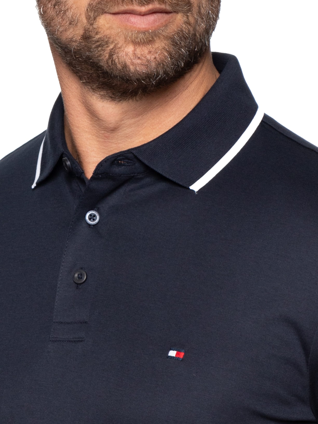 Polo Masculina Regular Fit Liquid Cotton Azul Tommy Hilfiger