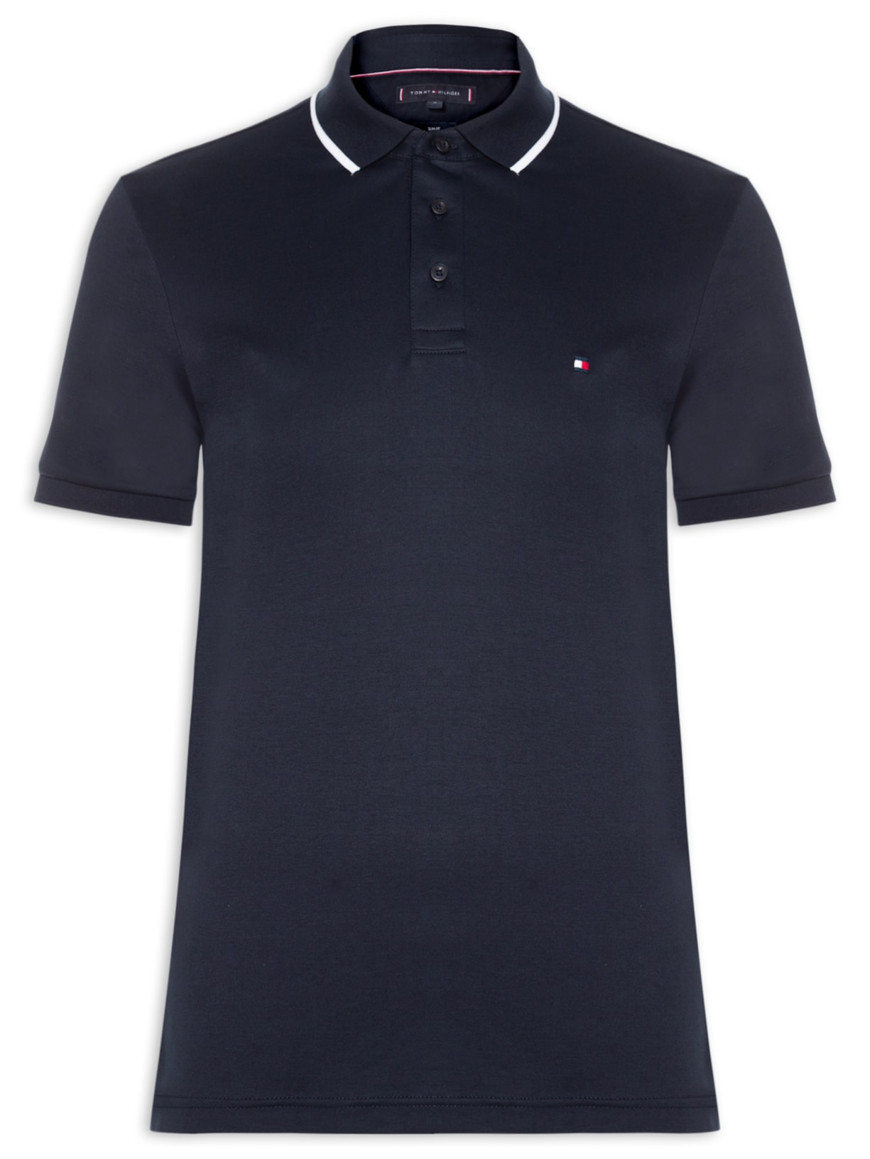 Polo Masculina Regular Fit Liquid Cotton Azul Tommy Hilfiger
