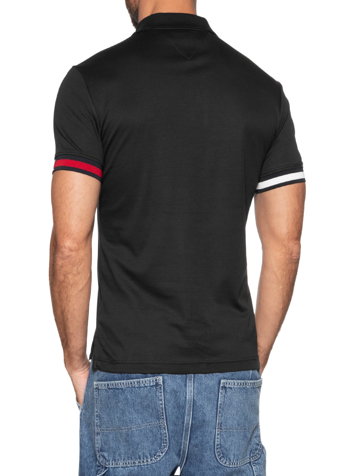 Polo Masculina Regular Fit Liquid Cotton Preto Tommy Hilfiger