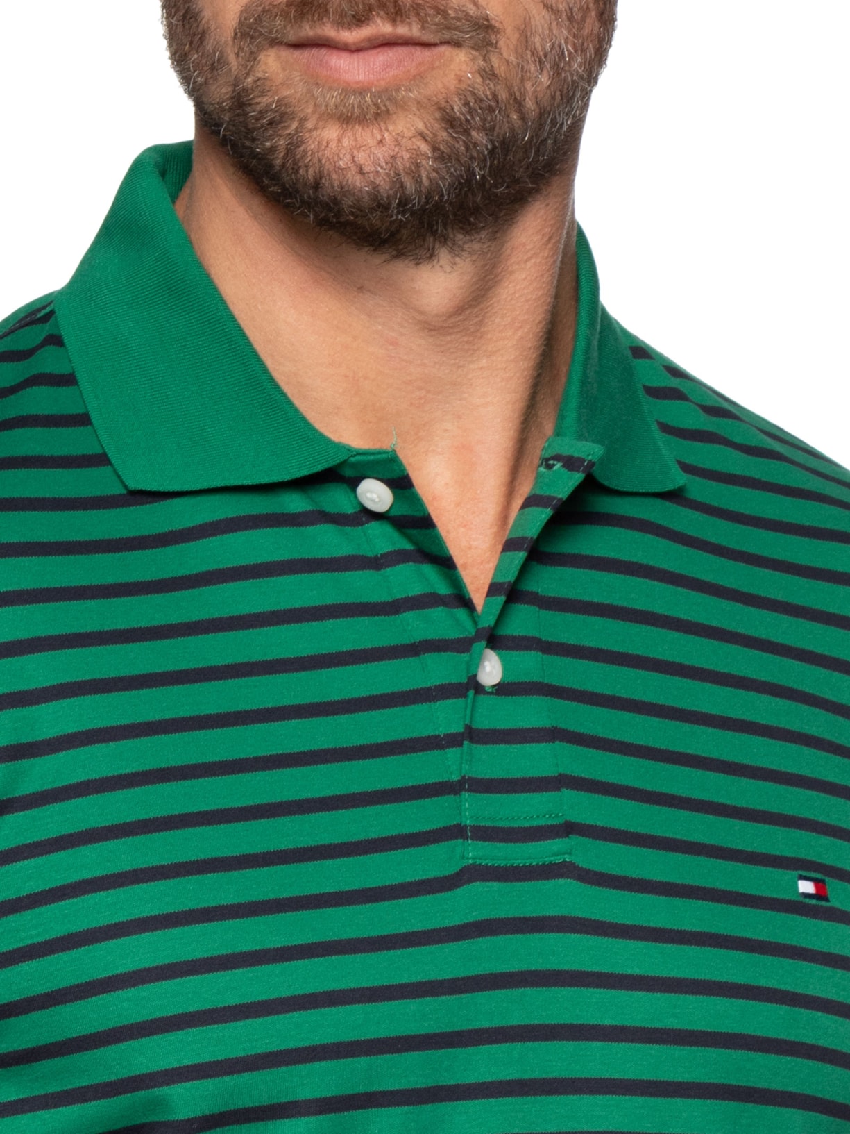 Polo Masculina Regular Fit Liquid Cotton Verde Tommy Hilfiger