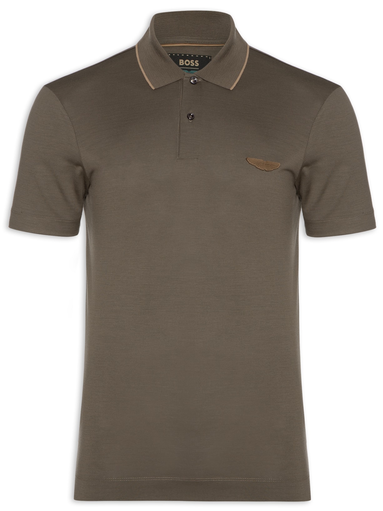 Polo Masculina Regular Fit Logo Aston Martin - Marrom