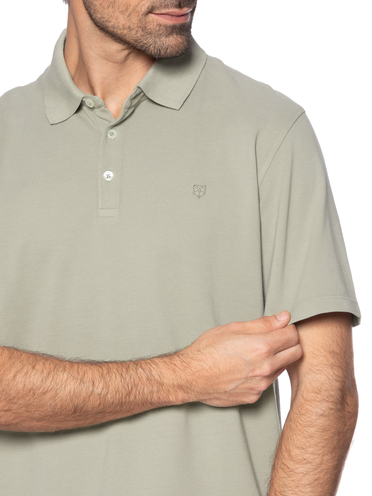 Polo Masculina Regular Fit Logo Bordado Bege Jack & Jones