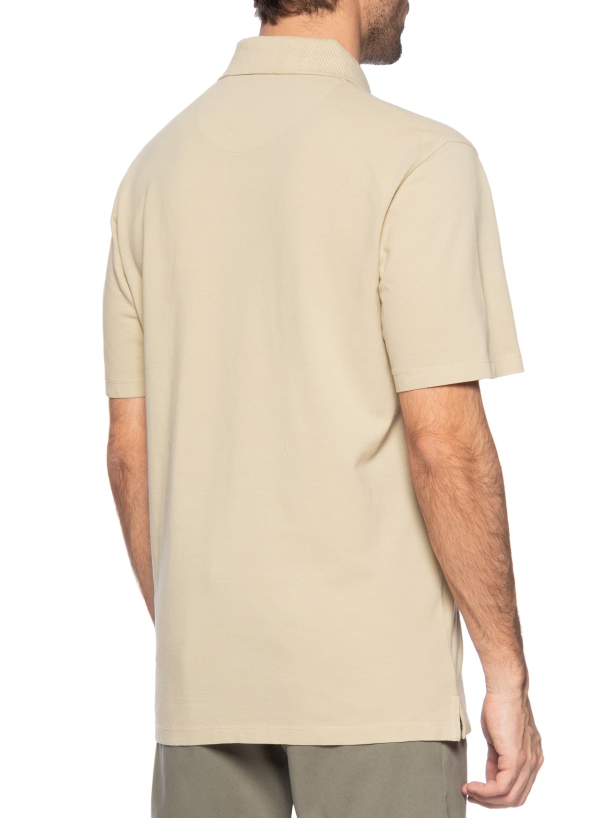 Polo Masculina Regular Fit Logo Bordado Bege Jack & Jones