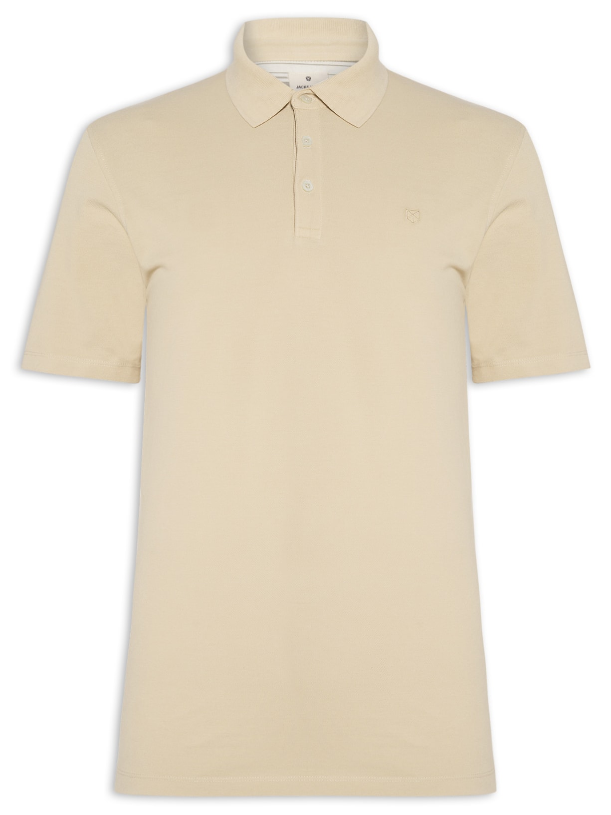 Polo Masculina Regular Fit Logo Bordado Bege Jack & Jones