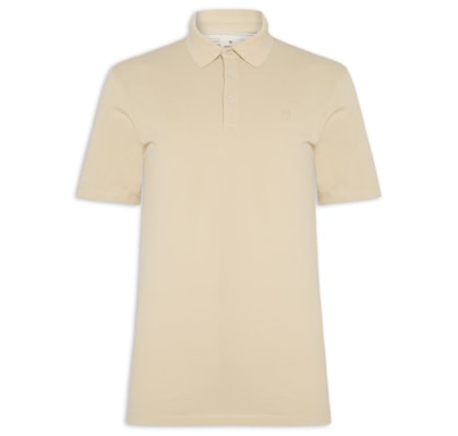 Polo Masculina Regular Fit Logo Bordado - Bege