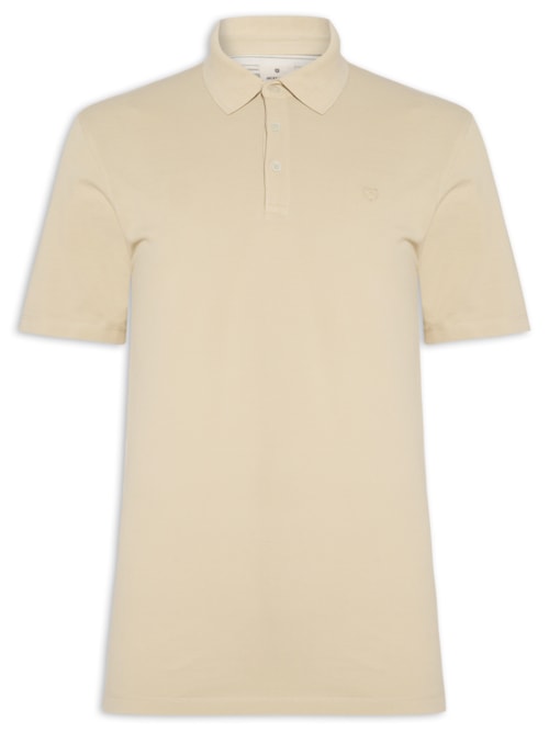 Polo Masculina Regular Fit Logo Bordado - Bege