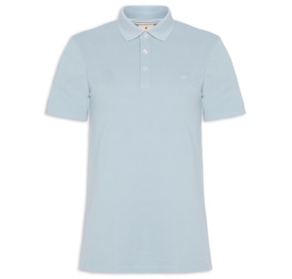 Polo Masculina Regular Fit Logo Bordado Piquet De Algodão - Azul