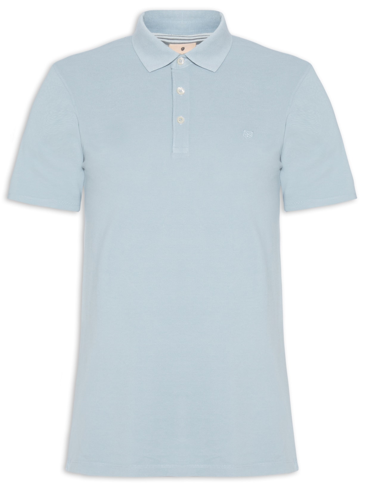 Polo Masculina Regular Fit Logo Bordado Piquet De Algodão - Azul