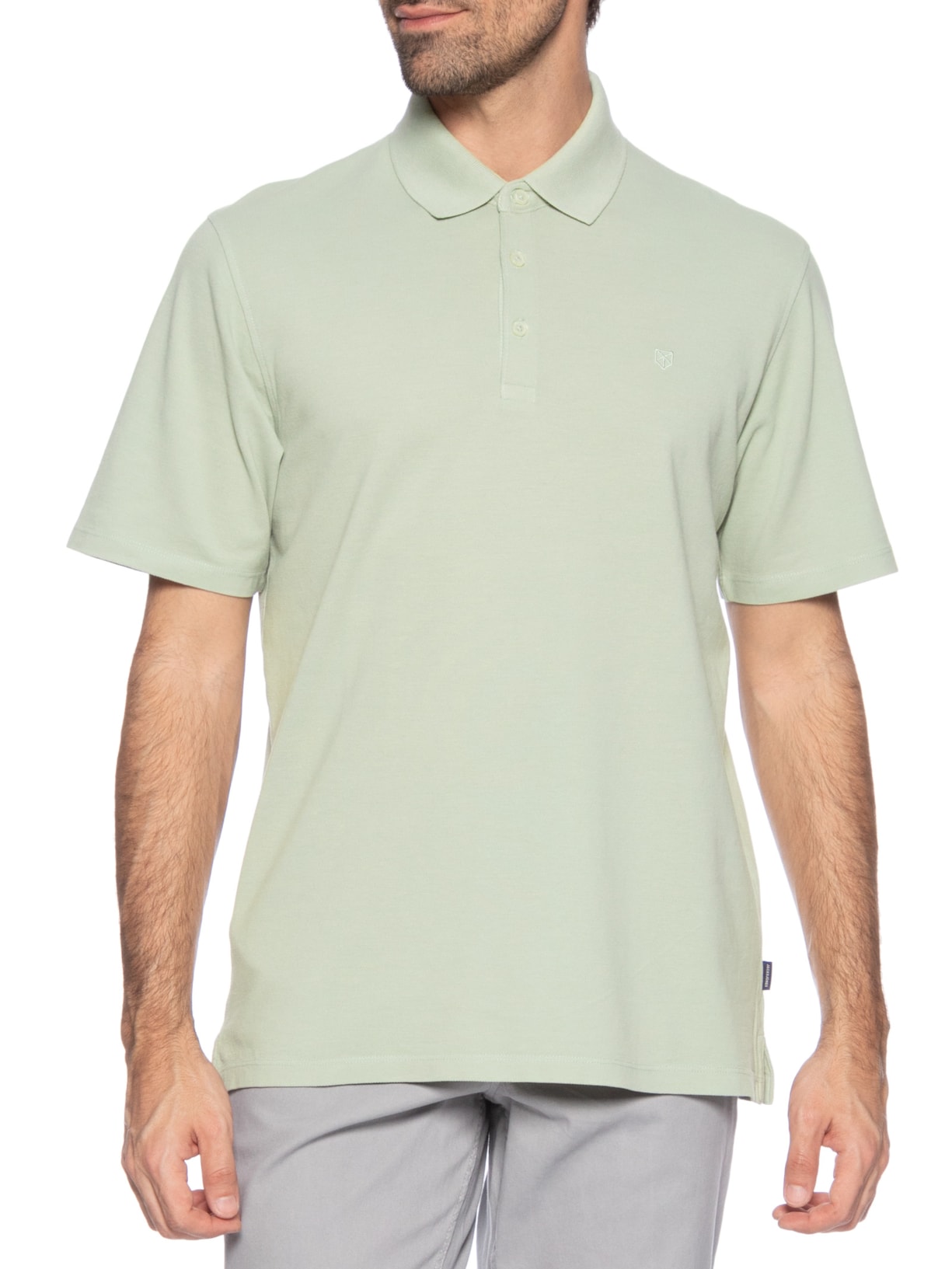 Polo Masculina Regular Fit Logo Bordado Verde Jack & Jones