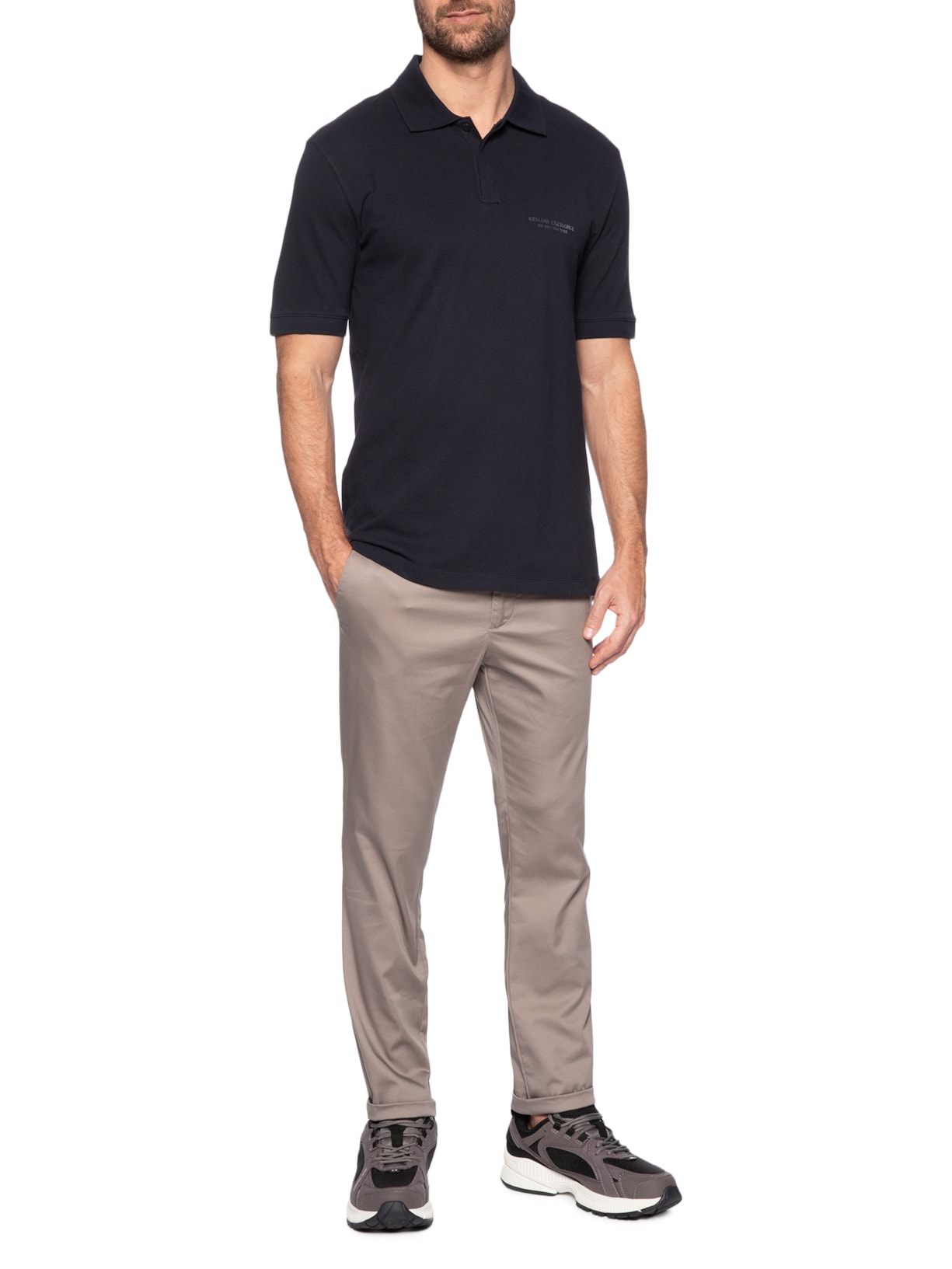 Polo Masculina Regular Fit Logo Milano Azul Armani Exchange