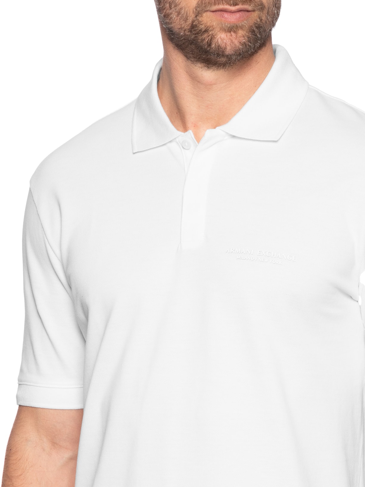 Polo Masculina Regular Fit Logo Milano Branco Armani Exchange