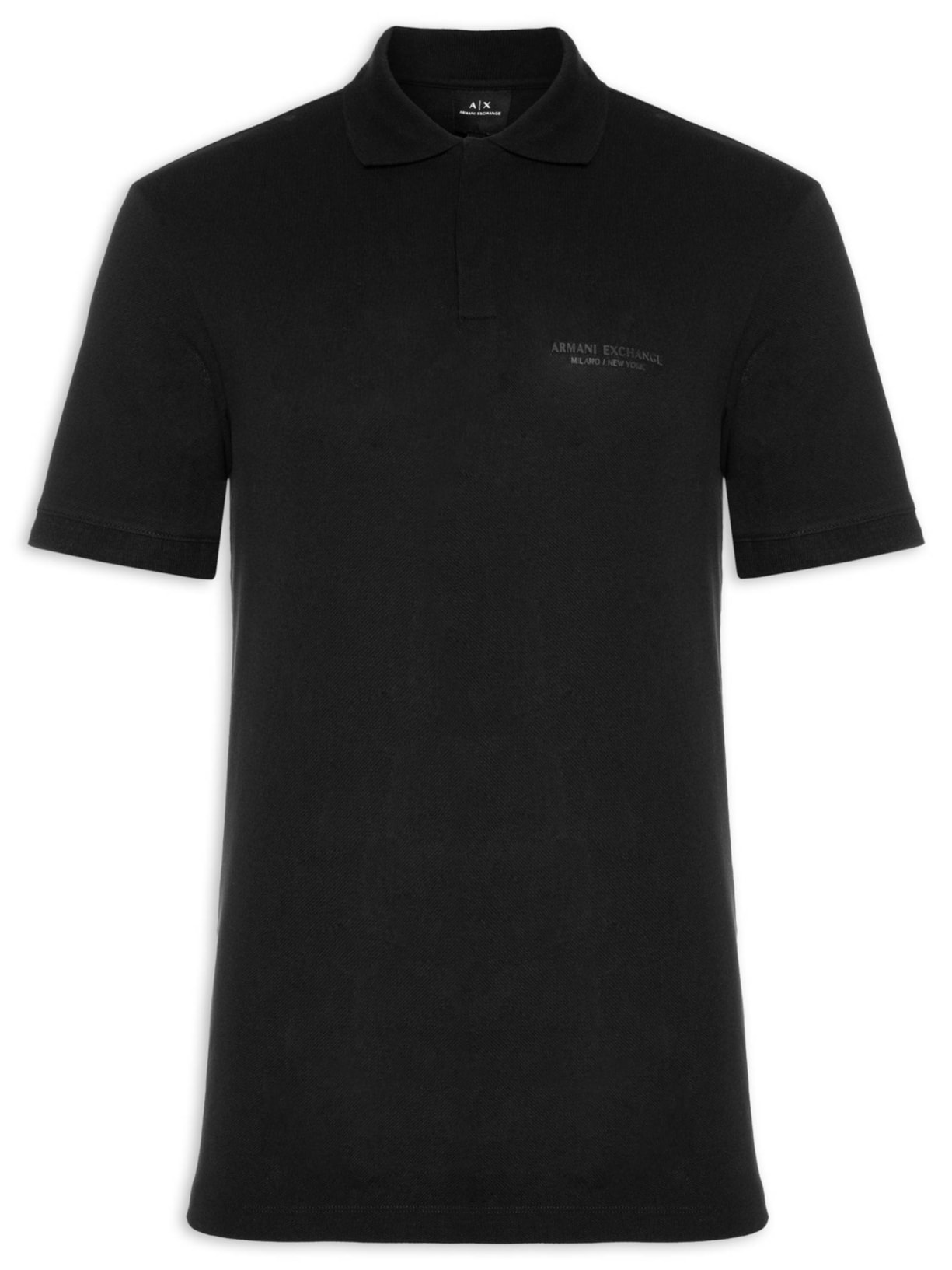 Polo Masculina Regular Fit Logo Milano Preto Armani Exchange